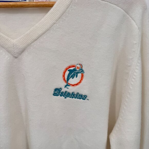 Vintage NFL Pro Line Miami Dolphins V-Neck Sweater Mens Large‎ White Acrylic - Picture 4 of 6